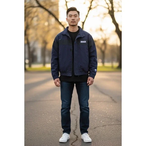 Workrite FR Bomber Jacket Mens Medium Navy Irwin Industries - Picture 2 of 9